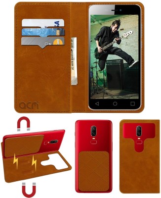 ACM Flip Cover for Micromax Canvas Spark 3 Q385(Gold, Cases with Holder, Pack of: 1)