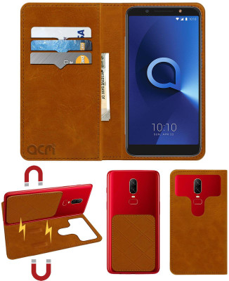 ACM Flip Cover for Alcatel 3x(Gold, Cases with Holder, Pack of: 1)