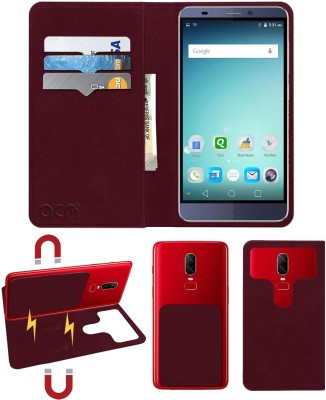 ACM Flip Cover for Micromax Canvas Mega 4G Q417(Maroon, Cases with Holder, Pack of: 1)