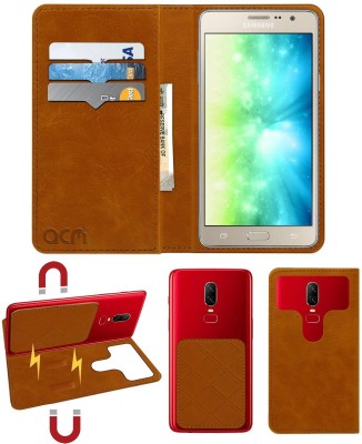 ACM Flip Cover for Samsung Galaxy On7 Pro(Gold, Cases with Holder, Pack of: 1)