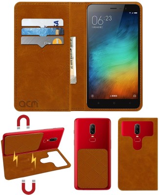 ACM Flip Cover for Mi Redmi Note 3(Gold, Cases with Holder, Pack of: 1)