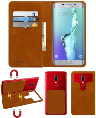 ACM Flip Cover for Samsung Galaxy S6 Plus Edge(Gold, Cases with Holder, Pack of: 1)