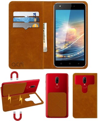ACM Flip Cover for Intex Cloud Q11 4g(Gold, Cases with Holder, Pack of: 1)