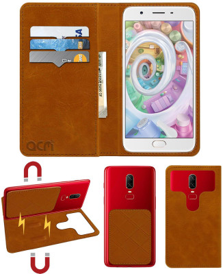 ACM Flip Cover for Oppo F1s(Gold, Cases with Holder, Pack of: 1)