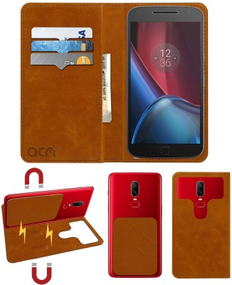 ACM Flip Cover for Motorola Moto G Plus 4th Gen(Gold, Cases with Holder, Pack of: 1)