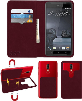 ACM Flip Cover for Htc One X9(Maroon, Cases with Holder)