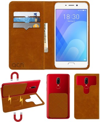 ACM Flip Cover for Meizu M6 Note(Gold, Cases with Holder, Pack of: 1)