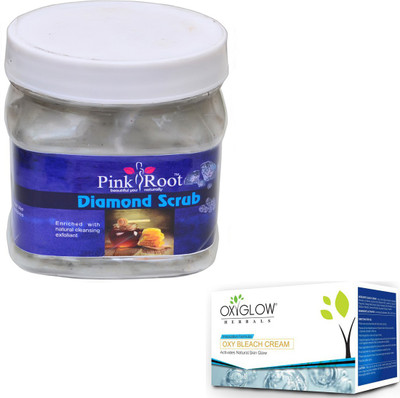 

Pink Root DIAMOND SCRUB 500GM WITH OXYGLOW OXY BLEACH 50GM(Set of 2)