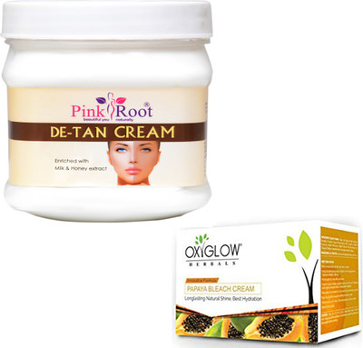

Pink Root DE-TAN CREAM 500GM WITH OXYGLOW PAPAYA PAPAYA 50GM(Set of 2)