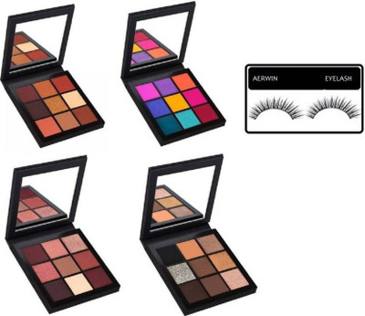

Aerwin Huda Beauty Combo of Obsession (Electric,Warm,Smokey,Mauve) Pallete 4 pc with WITH 1 PAIR EYELASHES(Set of 5)