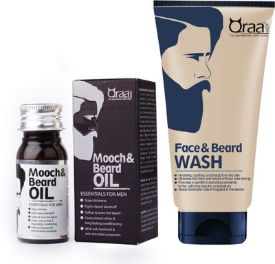 

Qraa Face and Beard wash 100gm + Mooch and Beard Oil 30ml(Set of 2)