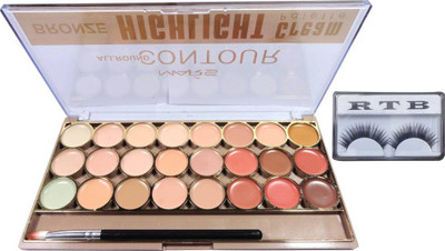 

RTB MarsAll Round Contour Highlight Concealer 24 in 1 palette Concealer with false eyelash 1 pair(Set of 2)