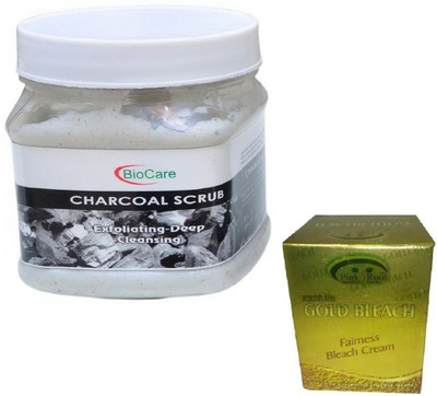 

Pink Root GOLD BLEACH 43G WITH BIOCARE CHARCOAL SCRUB 500GM(Set of 2)
