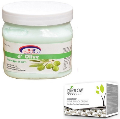

Pink Root D OLIVE CREAM 500GM WITH OXYGLOW PEARL BLEACH 50GM(Set of 2)