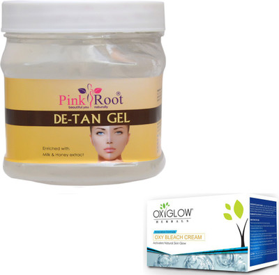 

Pink Root DE-TAN GEL 500GM WITH OXYGLOW OXY BLEACH 50GM(Set of 2)
