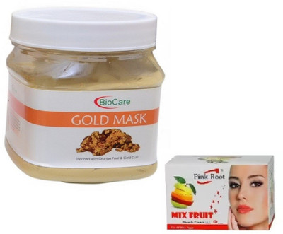 

Pink Root MIX FRUIT BLEACH 43G WITH BIOCARE GOLD MASK 500GM(Set of 2)