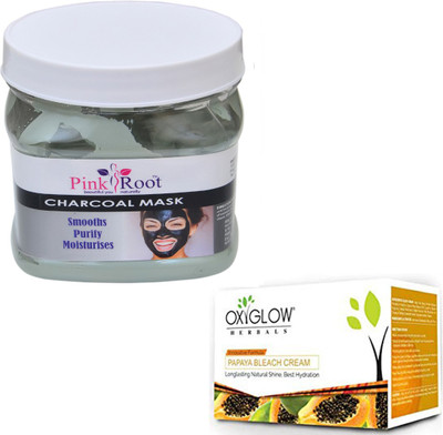 

Pink Root CHARCOAL MASK 500GM WITH OXYGLOW PAPAYA PAPAYA 50GM(Set of 2)