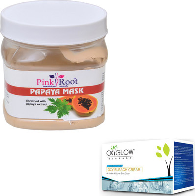 

Pink Root PAPAYA MASK 500GM WITH OXYGLOW OXY BLEACH 50GM(Set of 2)