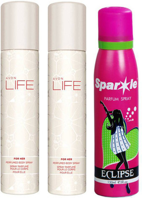 

Avon Anew life for her body spray 75 ml pack of 2 (24719) with one sparkle perfume 150 ml(Set of 3)