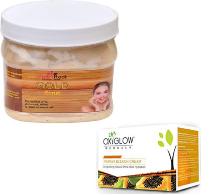 

Pink Root GOLD SCRUB 500GM WITH OXYGLOW PAPAYA PAPAYA 50GM(Set of 2)