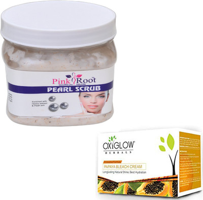 

Pink Root PEARL SCRUB 500GM WITH OXYGLOW PAPAYA PAPAYA 50GM(Set of 2)