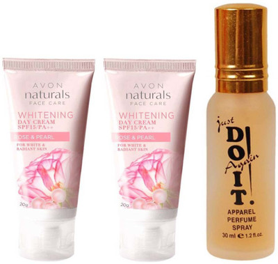 

Avon Anew Rose and pearl Naturals face care whitening day cream SPF 15 \ PA ++ 20 g Pack of 2 with one do it perfume 30 ml(Set of 3)