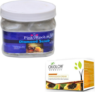 

Pink Root DIAMOND SCRUB 500GM WITH OXYGLOW PAPAYA PAPAYA 50GM(Set of 2)