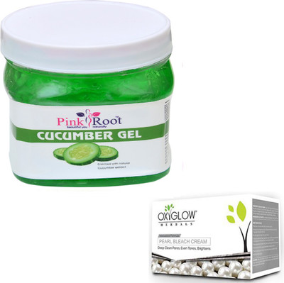 

Pink Root CUCUMBER GEL 500GM WITH OXYGLOW PEARL BLEACH 50GM(Set of 2)