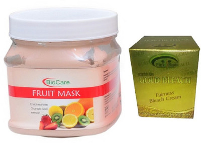 Pink Root GOLD BLEACH 43G WITH BIOCARE FRUIT MASK 500GM(Set of 2)