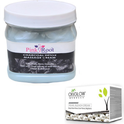 

Pink Root CHARCOAL CREAM 500GM WITH OXYGLOW PEARL BLEACH 50GM(Set of 2)