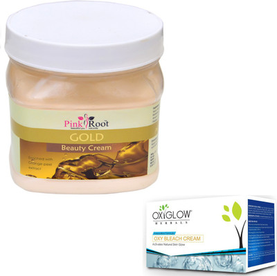 

Pink Root GOLD CREAM 500GM WITH OXYGLOW OXY BLEACH 50GM(Set of 2)