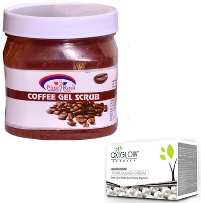 

Pink Root COFFEE GEL SCRUB 500GM WITH OXYGLOW PEARL BLEACH 50GM(Set of 2)