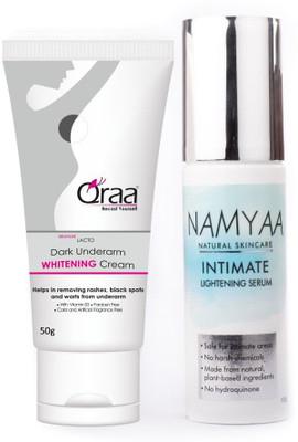 

Qraa Skin Whitening Solution(Advanced Lacto Underarm Whitening cream 50gm + Intimate lightening serum 100ml)(Set of 2)
