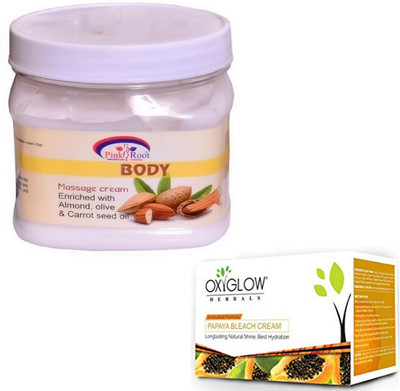 

Pink Root BODY MASSAGE CREAM 500GM WITH OXYGLOW PAPAYA PAPAYA 50GM(Set of 2)