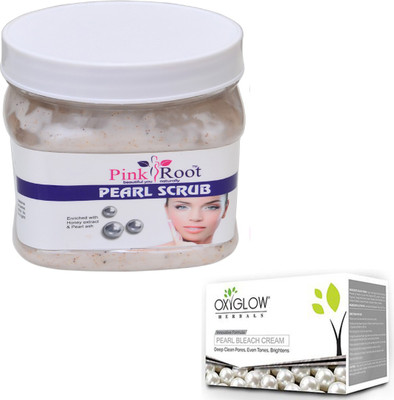 

Pink Root PEARL SCRUB 500GM WITH OXYGLOW PEARL BLEACH 50GM(Set of 2)
