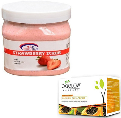 

Pink Root SHEA STRAWBERRY SCRUB 500GM WITH OXYGLOW PAPAYA PAPAYA 50GM(Set of 2)