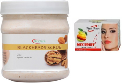 

Pink Root MIX FRUIT BLEACH 43G WITH BIOCARE BLACKHEADS SCRUB 500G(Set of 2)