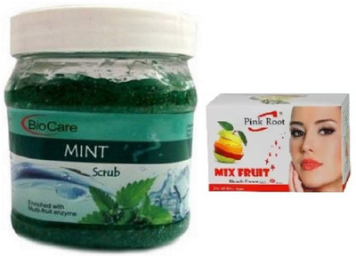 

Pink Root MIX FRUIT BLEACH 43G WITH BIOCARE MINT SCRUB 500GM(Set of 2)