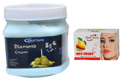 

Pink Root MIX FRUIT BLEACH 43G WITH BIOCARE DIAMOND CREAM 500GM(Set of 2)