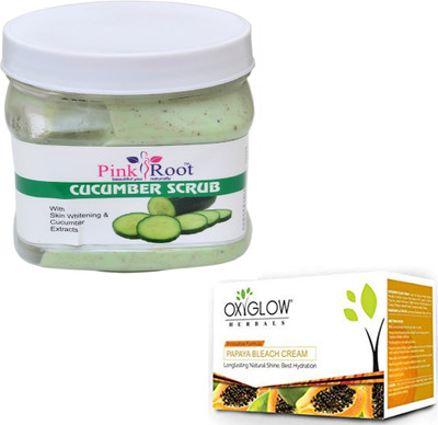 

Pink Root CUCUMBER SCRUB 500GM WITH OXYGLOW PAPAYA PAPAYA 50GM(Set of 2)