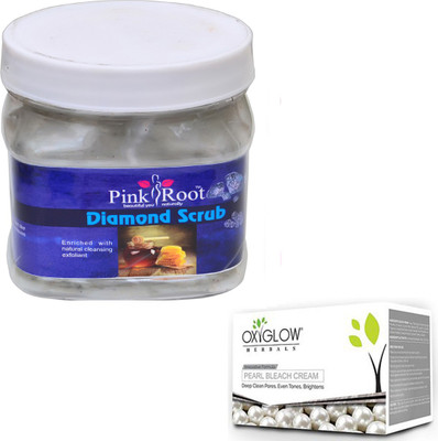 

Pink Root DIAMOND SCRUB 500GM WITH OXYGLOW PEARL BLEACH 50GM(Set of 2)
