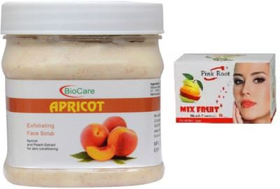 

Pink Root MIX FRUIT BLEACH 43G WITH BIOCARE APRICOT FACE SCRUB 500G(Set of 2)