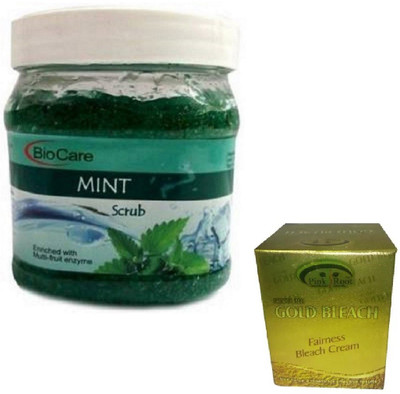 

Pink Root GOLD BLEACH 43G WITH BIOCARE MINT SCRUB 500GM(Set of 2)