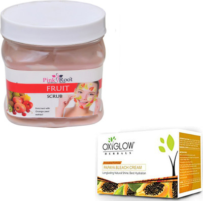 

Pink Root FRUIT SCRUB 500GM WITH OXYGLOW PAPAYA PAPAYA 50GM(Set of 2)