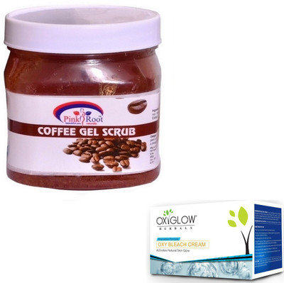 

Pink Root COFFEE GEL SCRUB 500GM WITH OXYGLOW OXY BLEACH 50GM(Set of 2)