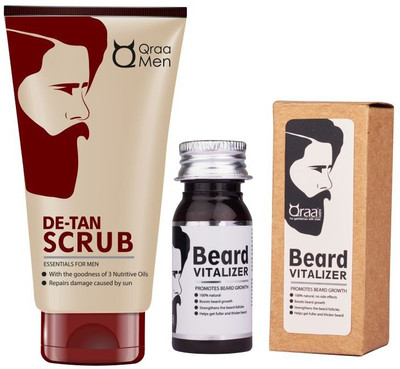 

Qraa Men Beard Vitalizer-For Beard Growth 30ml + D-Tan Scrub for Men 100gm(Set of 2)