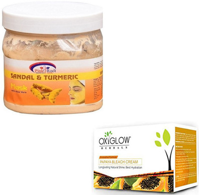 

Pink Root SANDAL MASK 500GM WITH OXYGLOW PAPAYA PAPAYA 50GM(Set of 2)