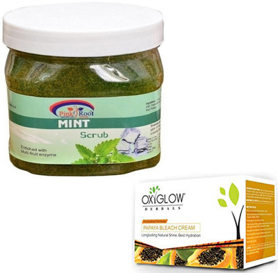 

Pink Root MINT SCRUB 500GM WITH OXYGLOW PAPAYA PAPAYA 50GM(Set of 2)