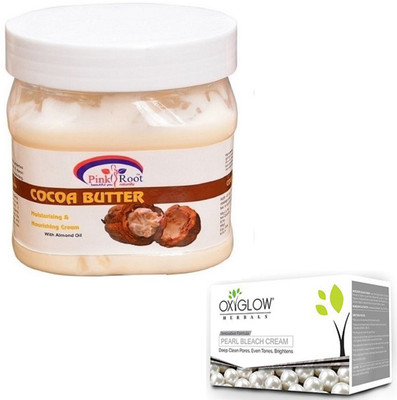 

Pink Root COCOA BUTTER CREAM 500GM WITH OXYGLOW PEARL BLEACH 50GM(Set of 2)