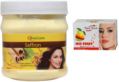

Pink Root MIX FRUIT BLEACH 43G WITH BIOCARE SAFFRON CREAM 500G(Set of 2)